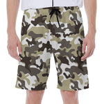 Brown And White Camouflage Print Men's Beach Shorts