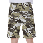 Brown And White Camouflage Print Men's Beach Shorts