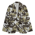 Brown And White Camouflage Print Men's Blazer