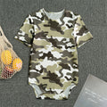 Brown And White Camouflage Print Men's Bodysuit