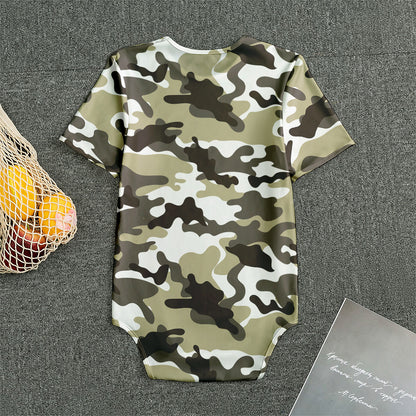 Brown And White Camouflage Print Men's Bodysuit