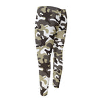Brown And White Camouflage Print Men's Compression Pants
