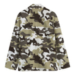 Brown And White Camouflage Print Men's Cotton Blazer