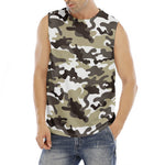 Brown And White Camouflage Print Men's Fitness Tank Top