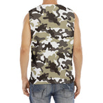 Brown And White Camouflage Print Men's Fitness Tank Top