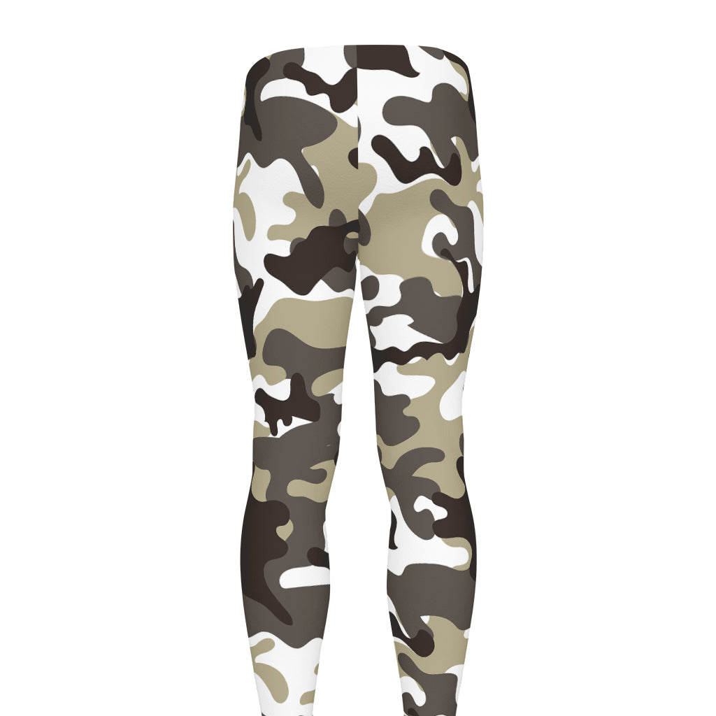 Brown And White Camouflage Print Men's leggings