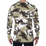 Brown And White Camouflage Print Men's Long Sleeve T-Shirt
