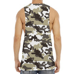 Brown And White Camouflage Print Men's Muscle Tank Top