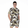 Brown And White Camouflage Print Men's Romper
