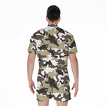Brown And White Camouflage Print Men's Rompers