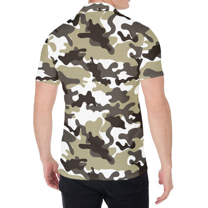 Brown And White Camouflage Print Men's Shirt
