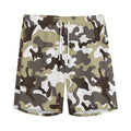 Brown And White Camouflage Print Men's Athletic Shorts