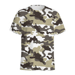 Brown And White Camouflage Print Men's Sports T-Shirt