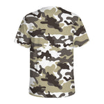 Brown And White Camouflage Print Men's Sports T-Shirt