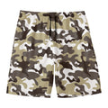 Brown And White Camouflage Print Men's Swim Trunks