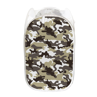 Brown And White Camouflage Print Mesh Laundry Hamper