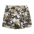 Brown And White Camouflage Print Mesh Shorts