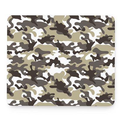 Brown And White Camouflage Print Mouse Pad