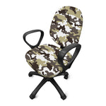 Brown And White Camouflage Print Office Chair Cover