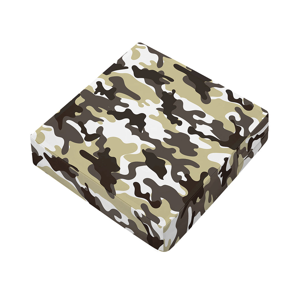 Brown And White Camouflage Print Outdoor Seat Cushion Cover