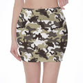 Brown And White Camouflage Print Pencil Mini Skirt