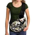 Brown And White Camouflage Print Pet Sling Carrier