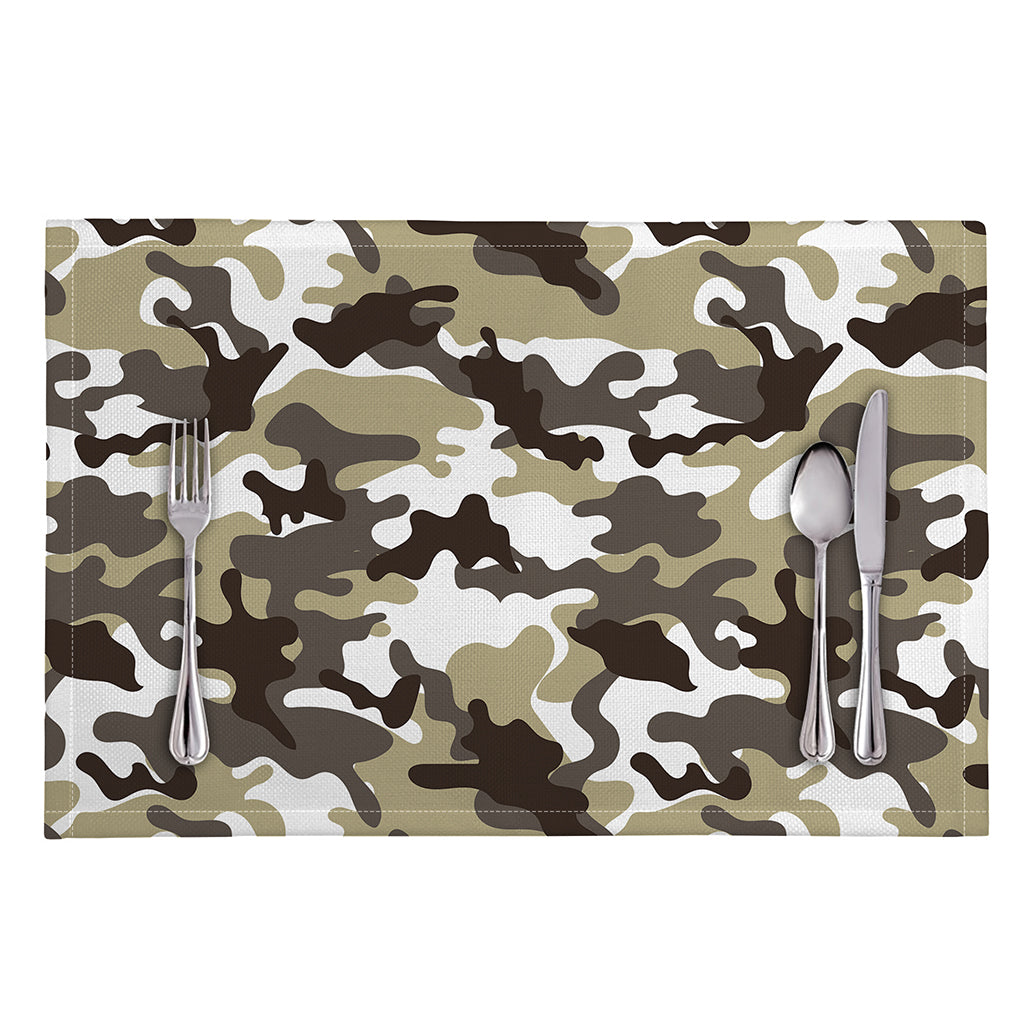 Brown And White Camouflage Print Placemat