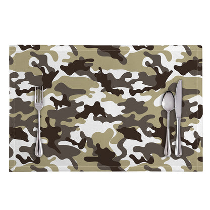 Brown And White Camouflage Print Placemat