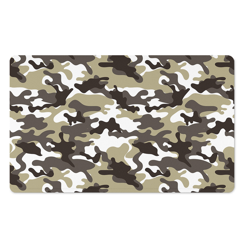 Brown And White Camouflage Print Polyester Doormat