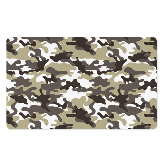 Brown And White Camouflage Print Polyester Doormat