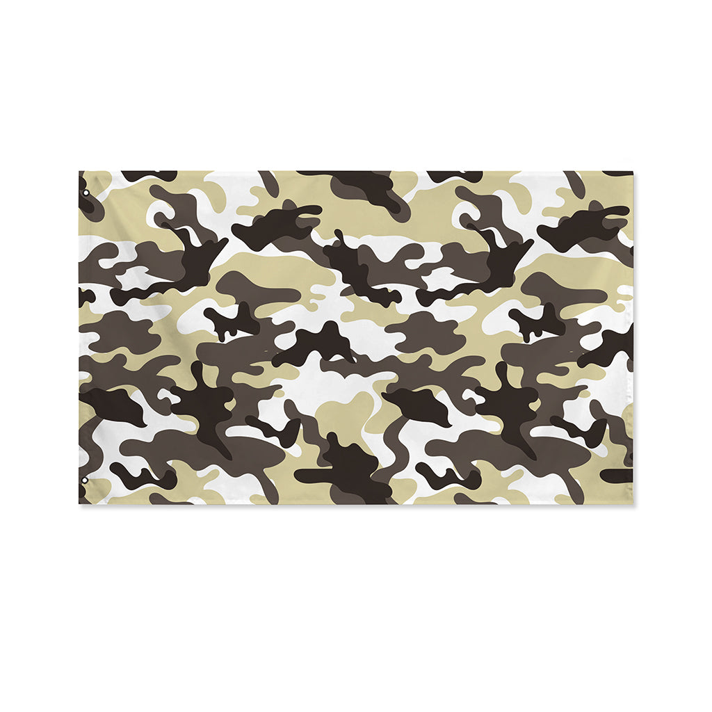Brown And White Camouflage Print Polyester Flag