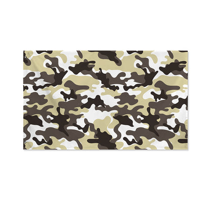 Brown And White Camouflage Print Polyester Flag