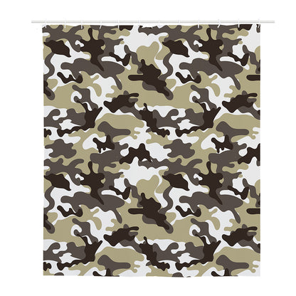 Brown And White Camouflage Print Polyester Shower Curtain