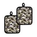 Brown And White Camouflage Print Pot Holders