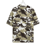 Brown And White Camouflage Print Rayon Hawaiian Shirt