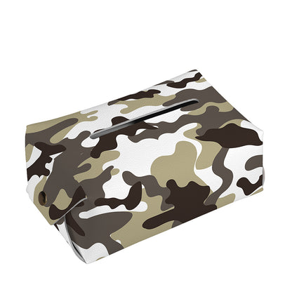 Brown And White Camouflage Print Rectangle Tissue Box Cover