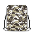 Brown And White Camouflage Print Rectangular Crossbody Bag