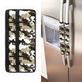 Brown And White Camouflage Print Refrigerator Handle Covers