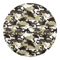 Brown And White Camouflage Print Round Blanket