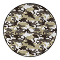 Brown And White Camouflage Print Round Floor Mat