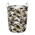 Brown And White Camouflage Print Round Laundry Basket