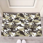 Brown And White Camouflage Print Rubber Doormat