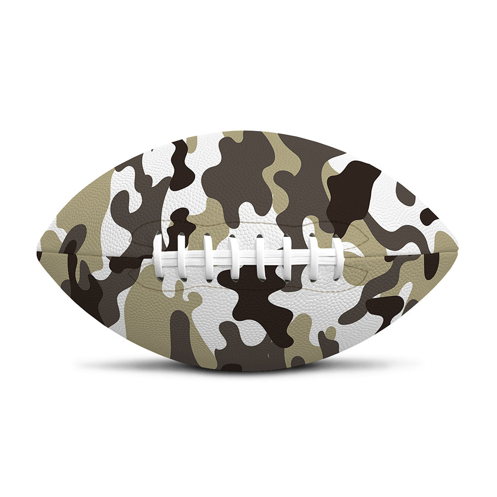Brown And White Camouflage Print Rugby Ball