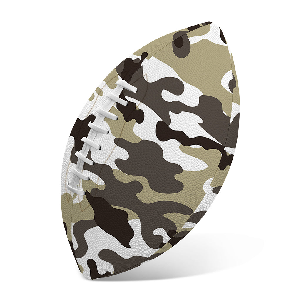 Brown And White Camouflage Print Rugby Ball
