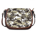 Brown And White Camouflage Print Saddle Bag
