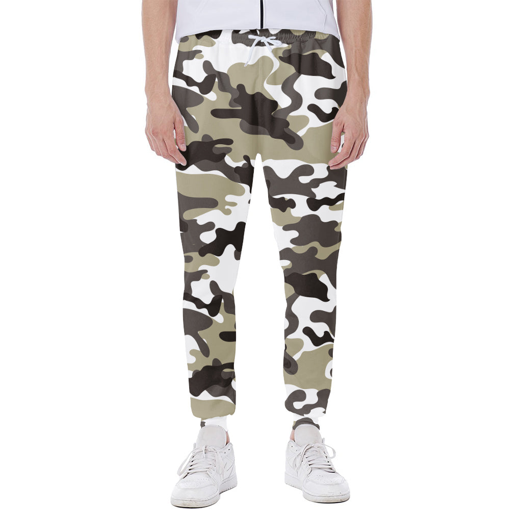 Brown And White Camouflage Print Scuba Joggers