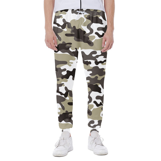 Brown And White Camouflage Print Scuba Joggers