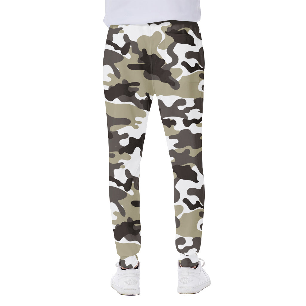 Brown And White Camouflage Print Scuba Joggers