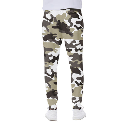 Brown And White Camouflage Print Scuba Joggers