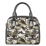 Brown And White Camouflage Print Shoulder Handbag